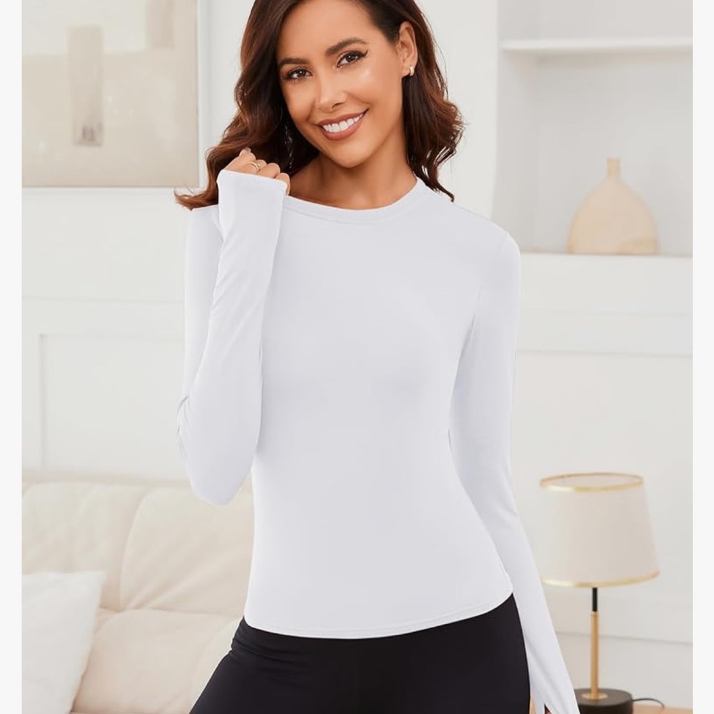 NWT White Thermal Fleece Long Sleeve Top